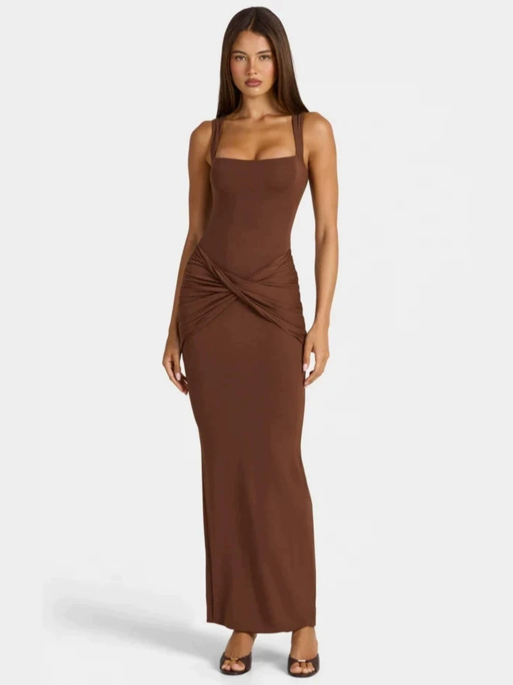 Forever 21 Summer Square Neck Strap Twist Dress